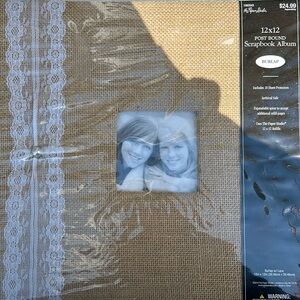 Burlap with lace scrapbook NEW 12x12